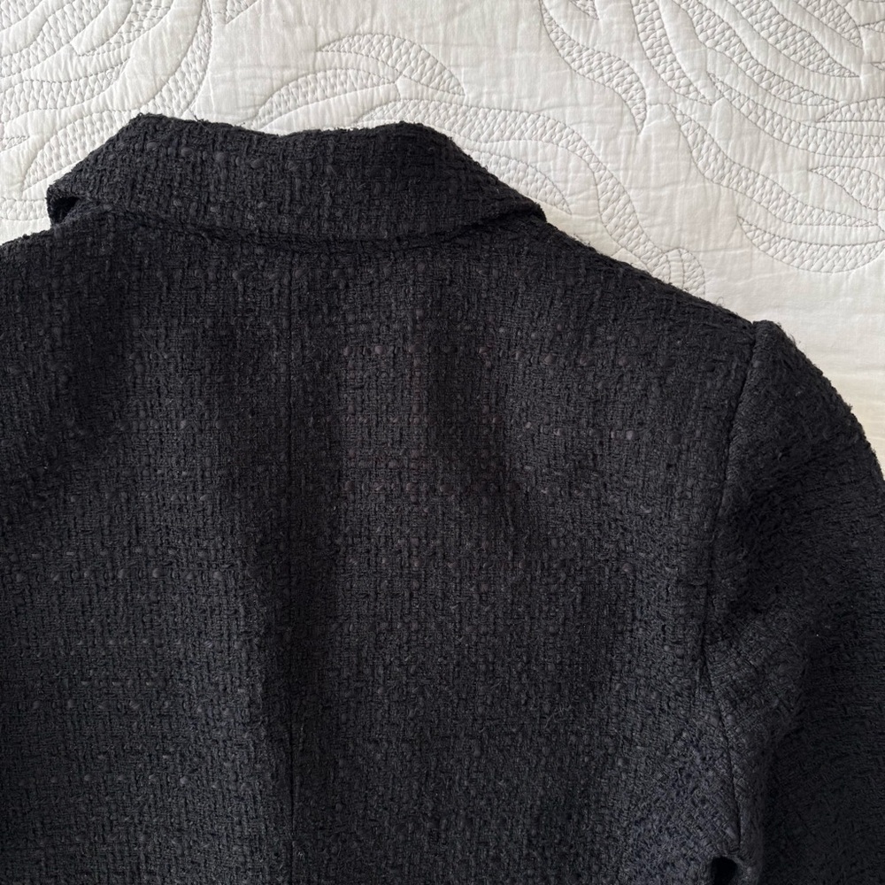 Zara - Double Breasted Textured Weave Blazer - Black - Picture 11 of 13